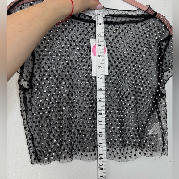 Hot & Delicious Black Sequin Crop Blouse *NWT - Picture 8 of 13